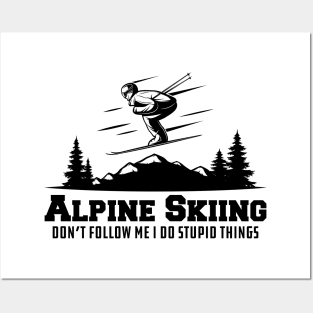 Alpine Skiing don't follow me I do stupid things Posters and Art